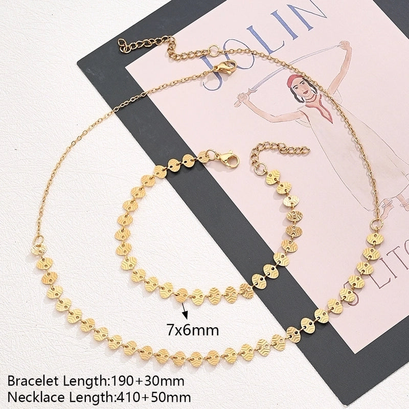 Casual Modern Style Minimalist Round Oval Simple 304 Stainless Steel 18K Gold Plated Handmade Polishing Plating Jewelry Set