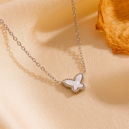 Elegant Minimalist Butterfly Titanium Steel Acrylic 18K Gold Plated Inlay Bracelets Earrings Necklace