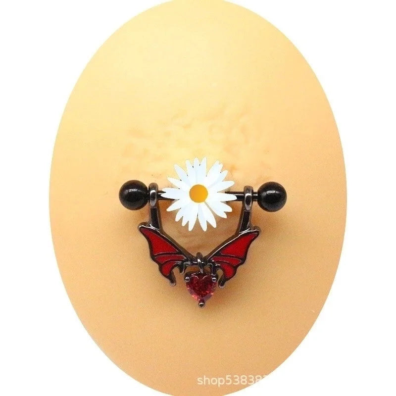 Cool Style Heart Shape Stainless Steel Plating Nipple Ring Belly Ring Nose Ring