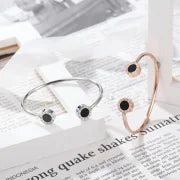 1 Piece Streetwear Letter Titanium Steel Plating Inlay Shell Bangle