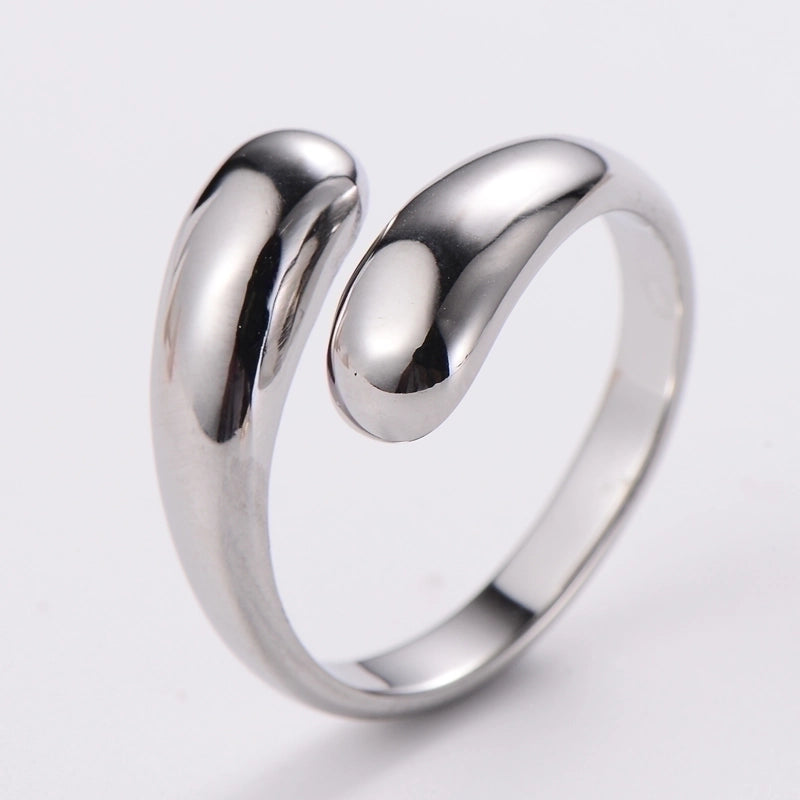 304 Stainless Steel 18K Gold Plated Minimalist Plating Solid Color No Inlaid Open Ring