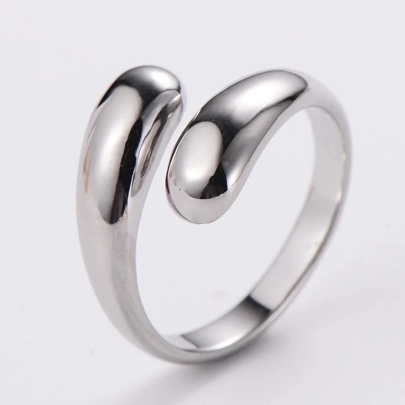 304 Stainless Steel 18K Gold Plated Minimalist Plating Solid Color No Inlaid Open Ring
