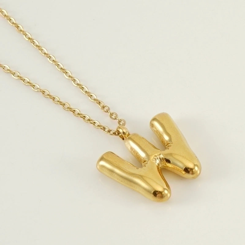 304 Stainless Steel 18K Gold Plated Casual Cute Plating Letter Titanium Steel Pendant Necklace