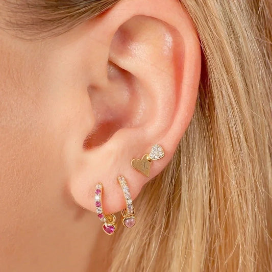 1 Pair Modern Style Heart Shape Copper Inlay Artificial Gemstones Earrings