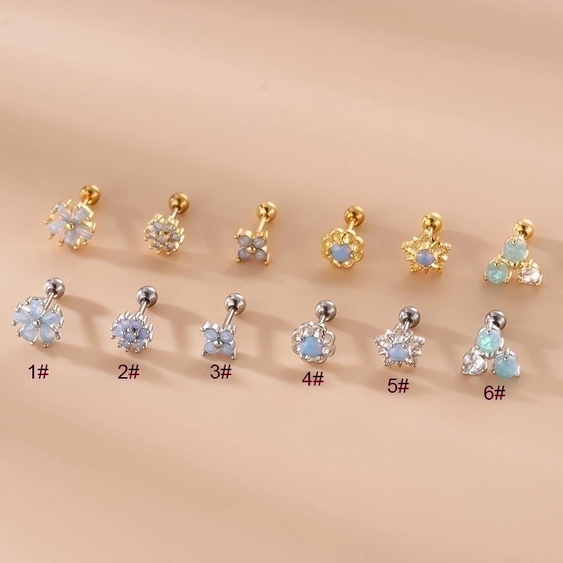 1 Piece Ear Cartilage Rings & Studs Fashion Star Flower 316L Stainless Steel Copper Inlaid Zircon