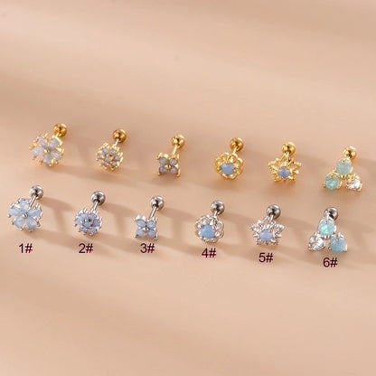 1 Piece Ear Cartilage Rings & Studs Fashion Star Flower 316L Stainless Steel Copper Inlaid Zircon