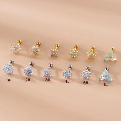 1 Piece Ear Cartilage Rings & Studs Fashion Star Flower 316L Stainless Steel Copper Inlaid Zircon