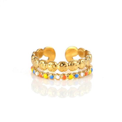 Elegant Minimalist Geometric 304 Stainless Steel Enamel Stainless Steel Rings