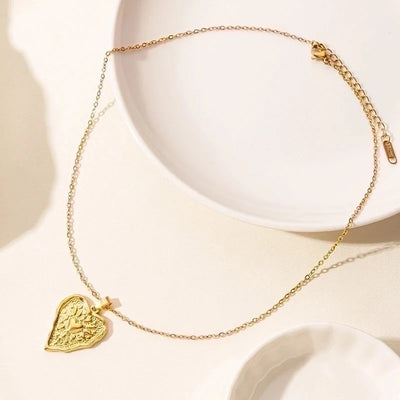 Elegant Minimalist Heart Shape 304 Stainless Steel 18K Gold Plated Plating Hollow Out Pendant Necklace
