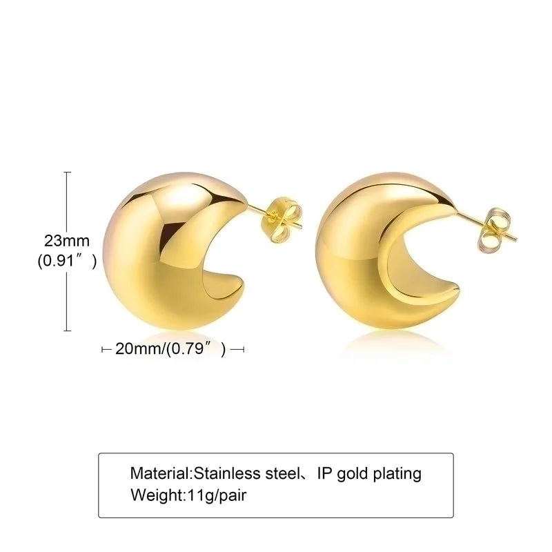 1 Pair Minimalist Solid Color Plating 201 Stainless Steel 18K Gold Plated Stainless Steel Earrings