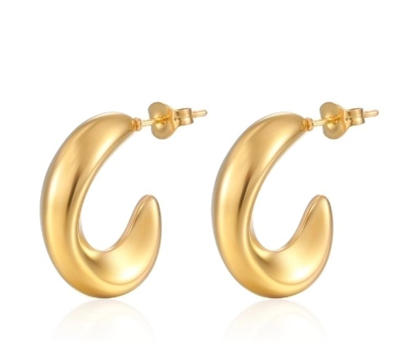 1 Pair Fashion Solid Color Plating 304 Stainless Steel 18K Gold Plated Earrings