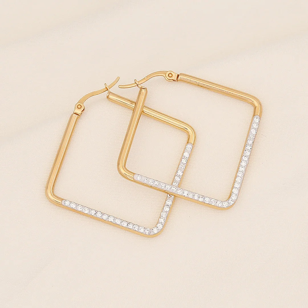 Fashion Heart Geometric Droplet Stainless Steel Electroplating Earrings