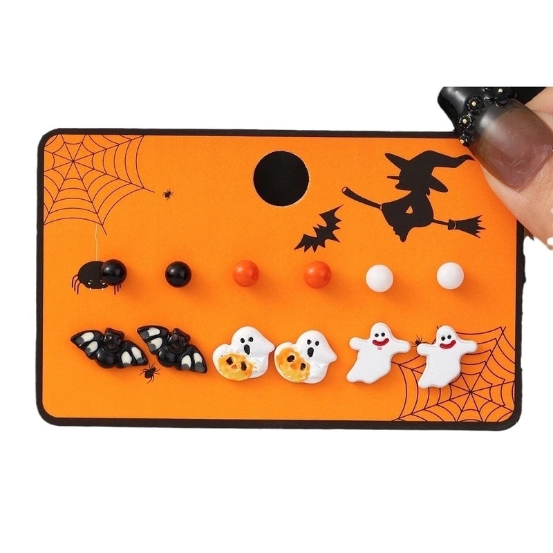 1 Set Cartoon Style Cute Halloween Pattern Pumpkin Skull Plating Alloy Drop Earrings Ear Studs