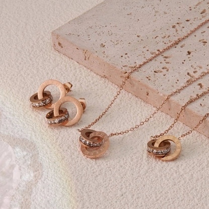 Minimalist Streetwear Solid Color 304 Stainless Steel Artificial Rhinestones 18K Gold Plated Plating Bracelets Necklace