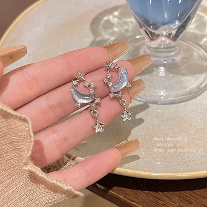 Fashion Geometric Star Flower Imitation Pearl Alloy Tassel Women\'s Drop Earrings 1 Pair