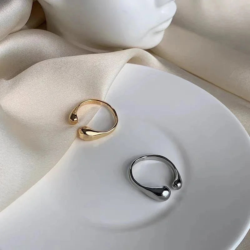 Minimalist Solid Color Alloy Plating 18K Gold Plated Women's Open Rings