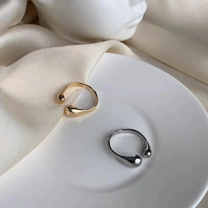 Minimalist Solid Color Alloy Plating 18K Gold Plated Women's Open Rings