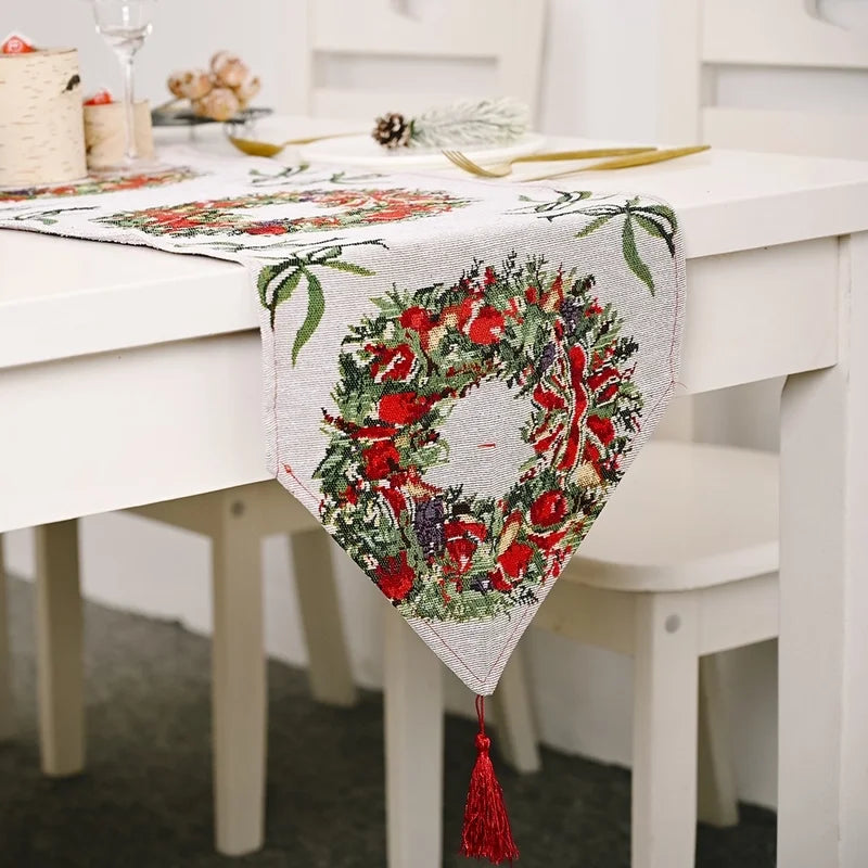 New Christmas Decoration Knitted Cloth Table Runner Creative Christmas Table Decoration