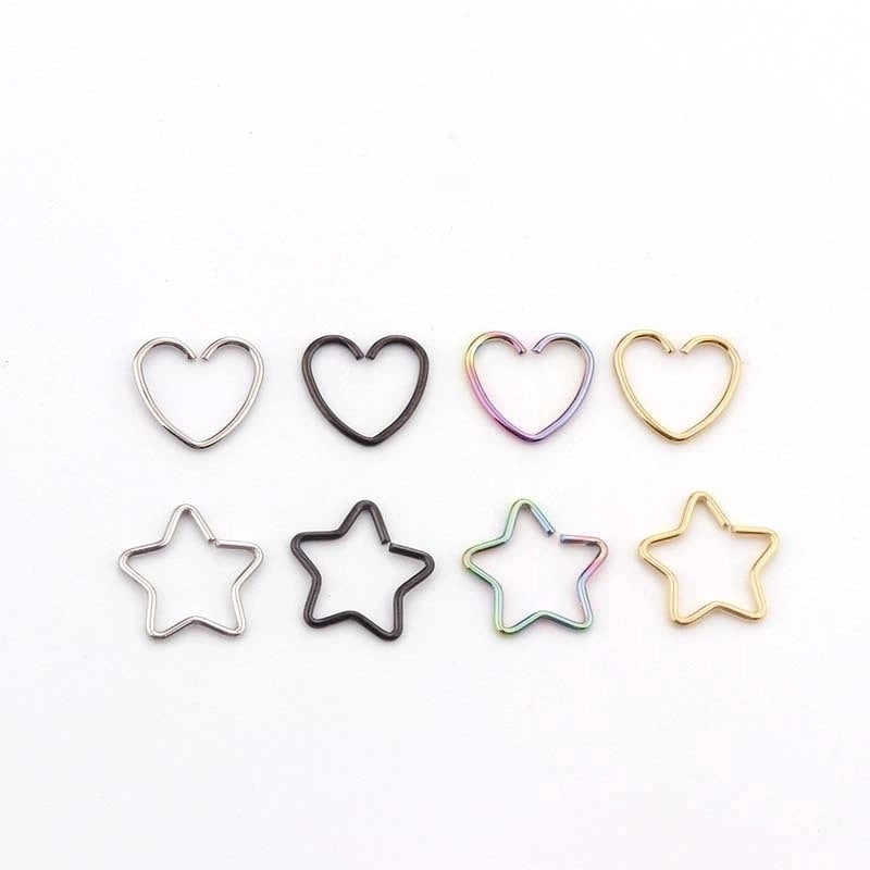 Ear Cartilage Rings & Studs Fashion Heart 316L Stainless Steel Plating No Inlaid