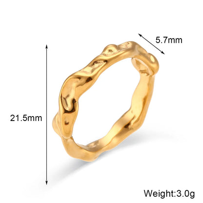 Minimalist Fashion Irregular Geometric Stainless Steel 18K Gold Plated Rings
