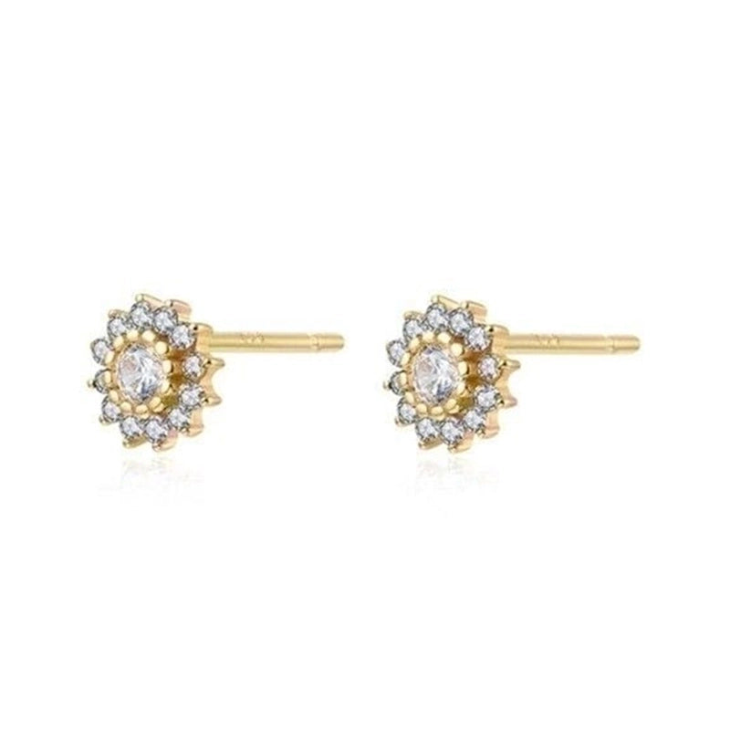 1 Pair Minimalist Star Water Droplets Inlay 925 Sterling Silver Copper Artificial Diamond Ear Studs