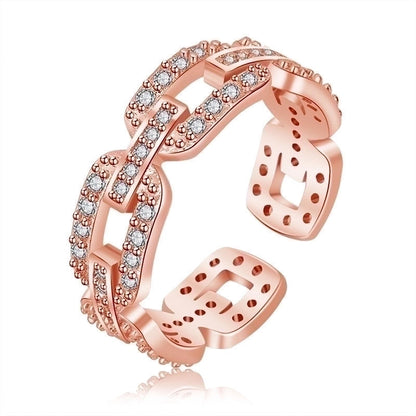 Minimalist Solid Color Copper Plating Inlay Artificial Diamond Rings 1 Piece