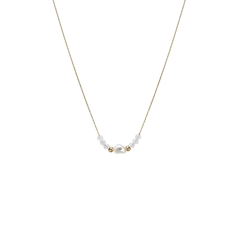 Fashion Round Flower 304 Stainless Steel 18K Gold Plated Pearl Plating Necklace