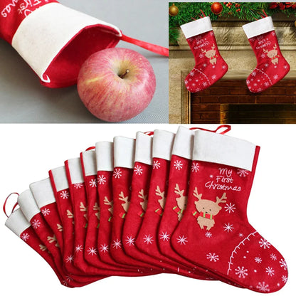 Christmas Stocking Felt Cloth Deer Small Gift Bag Fireplace Hanging Decoration Christmas Outfit