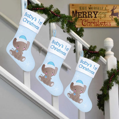 Christmas Stocking Gift Bag Christmas Tree Fireplace Decoration Stocking Pendant Pink Blue Little Elephant Christmas Stocking Ornament