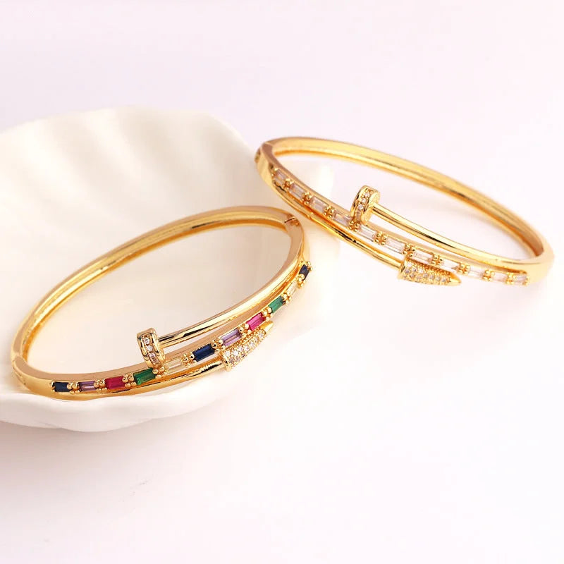 3 Pieces Moderate Luxury Zircon Electroplating Bangles