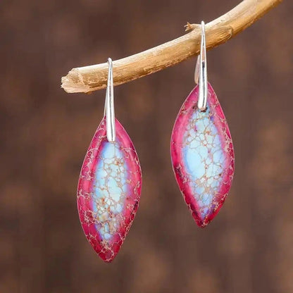 1 Pair Classic Style Water Droplets Patchwork Agate Drop Earrings
