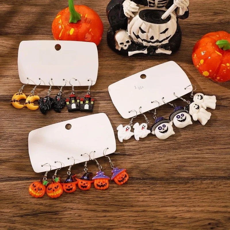 1 Set Halloween Minimalist Classic Style Pumpkin Enamel Resin Drop Earrings