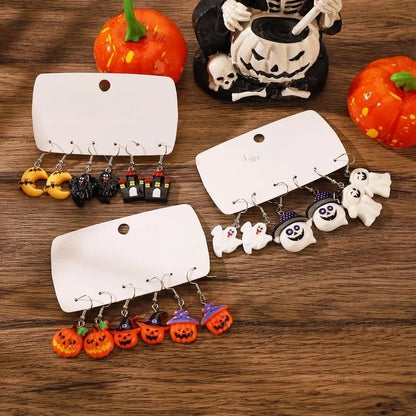 1 Set Halloween Minimalist Classic Style Pumpkin Enamel Resin Drop Earrings