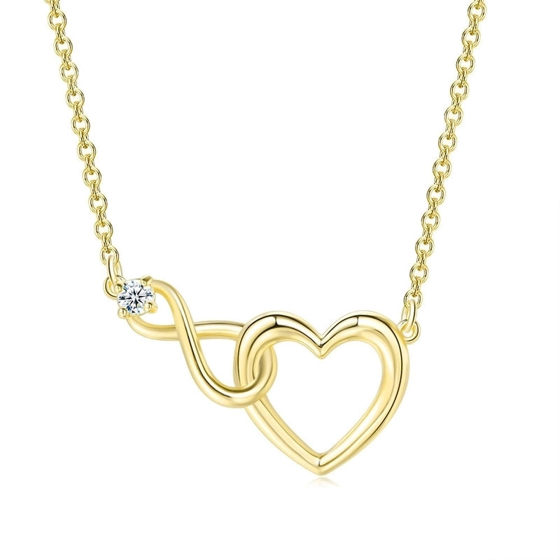 Sweet Minimalist Infinity Heart Shape Copper Inlay Zircon Bracelets Necklace