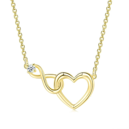Sweet Minimalist Infinity Heart Shape Copper Inlay Zircon Bracelets Necklace