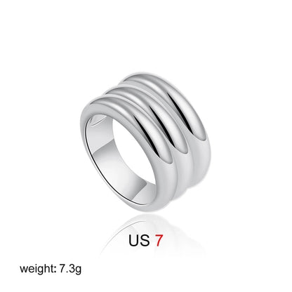 IG Style Elegant Geometric Copper Mixed Metal Rings