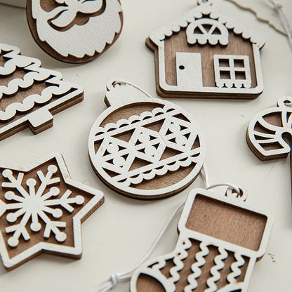 Christmas Ornaments Nordic Carved Cabin Hanging Decoration Christmas Tree Snowflake Diy Window Display Christmas Decoration