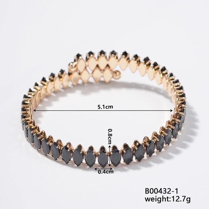 Copper K Gold Plated Inlay Geometric Water Droplets Zircon Bangle