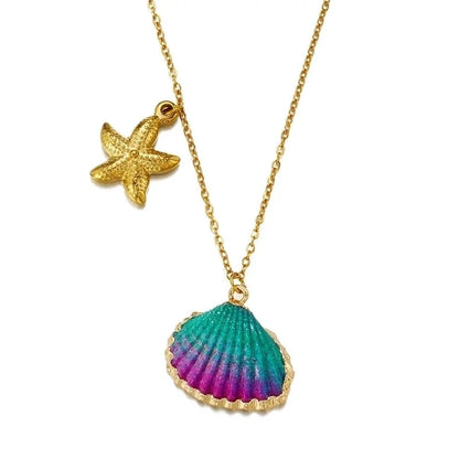 Minimalist Classic Style Shell 304 Stainless Steel Patchwork Inlaid Shell Pendant Necklace