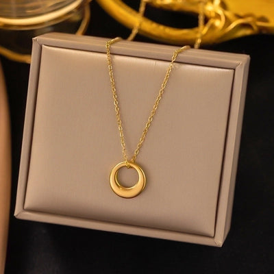 304 Stainless Steel 18K Gold Plated Minimalist Plating Inlay U Shape Heart Shape Acrylic Artificial Rhinestones Plastic Pendant Necklace