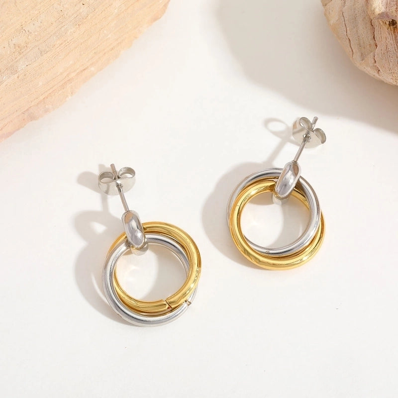 1 Pair Casual Basic Minimalist Irregular Round Heart Shape Mixed Metal 304 Stainless Steel 18K Gold Plated Ear Studs