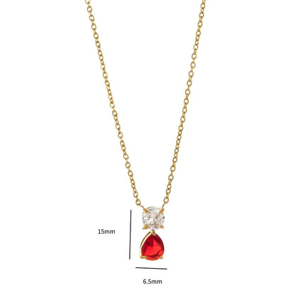Minimalist Water Droplets 201 Stainless Steel 304 Stainless Steel Zircon 18K Gold Plated Inlay Pendant Necklace
