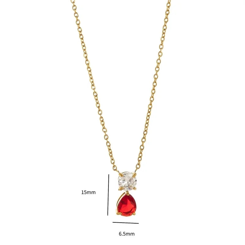 Minimalist Water Droplets 201 Stainless Steel 304 Stainless Steel Zircon 18K Gold Plated Inlay Pendant Necklace