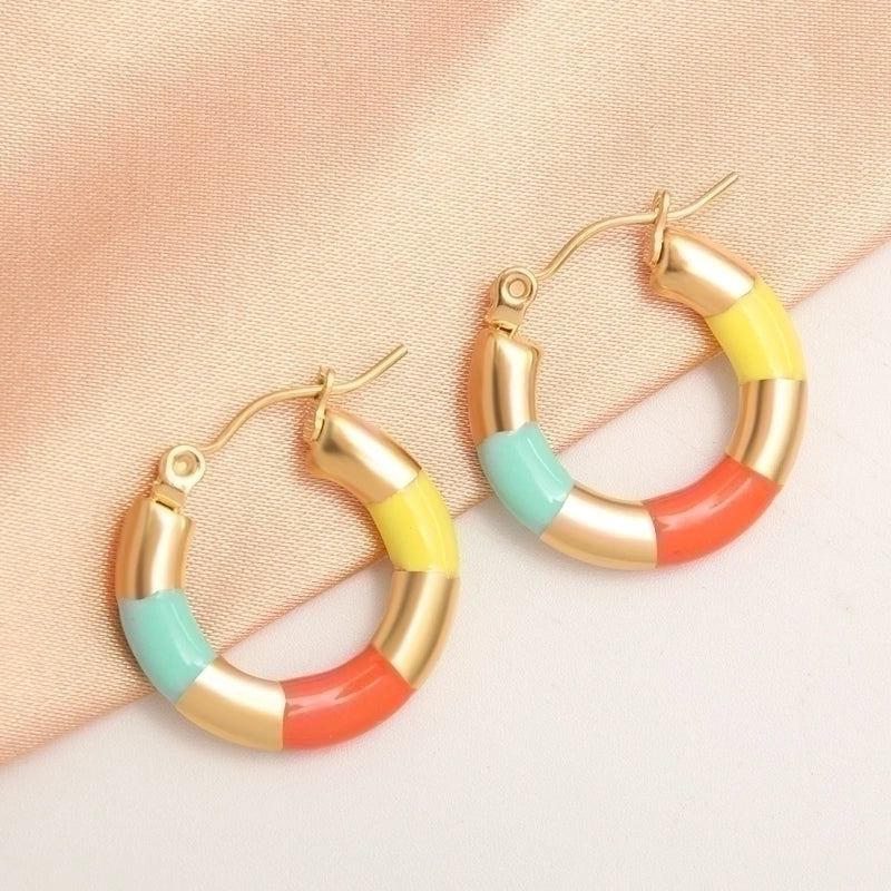 1 Pair IG Style Minimalist Round Plating 304 Stainless Steel Gold Plated Earrings