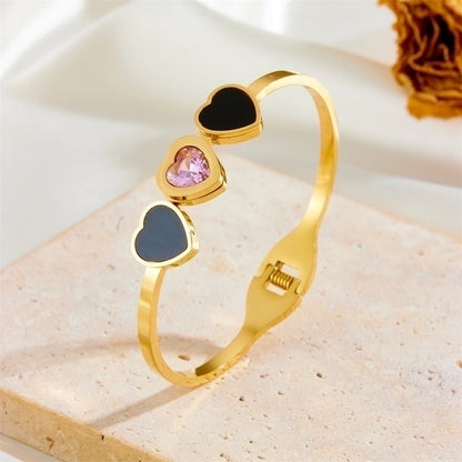 Elegant Minimalist Tree Heart Shape Butterfly Stainless Steel 18k Gold Plated Acrylic Bangle In Bulk