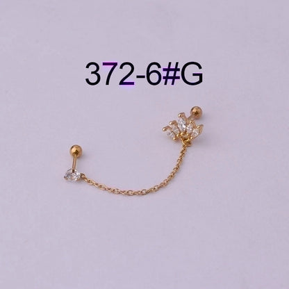 Ear Cartilage Rings & Studs Fashion Flower Copper Plating Artificial Gemstones