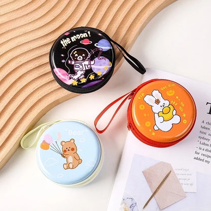 Unisex All Seasons Tinplate Cartoon Cute Round Zipper Small Wallet