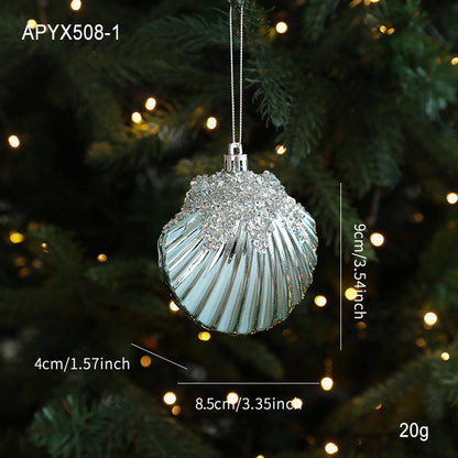 Blue Plastic Hanging Ornaments Sticky Powder Christmas Tree Window Display Decorations Five-pointed Star Snowflake Cartoon Decoration Scene Arrangement