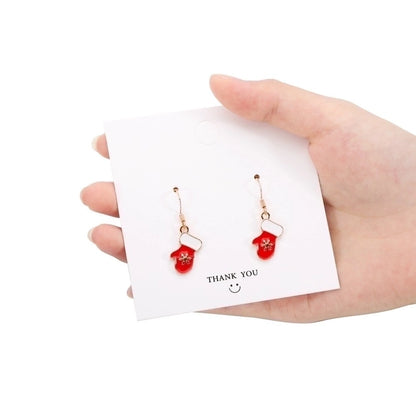 Fashion Christmas Tree Snowflake Elk Silver Plated Enamel Women's Earrings 1 Pair