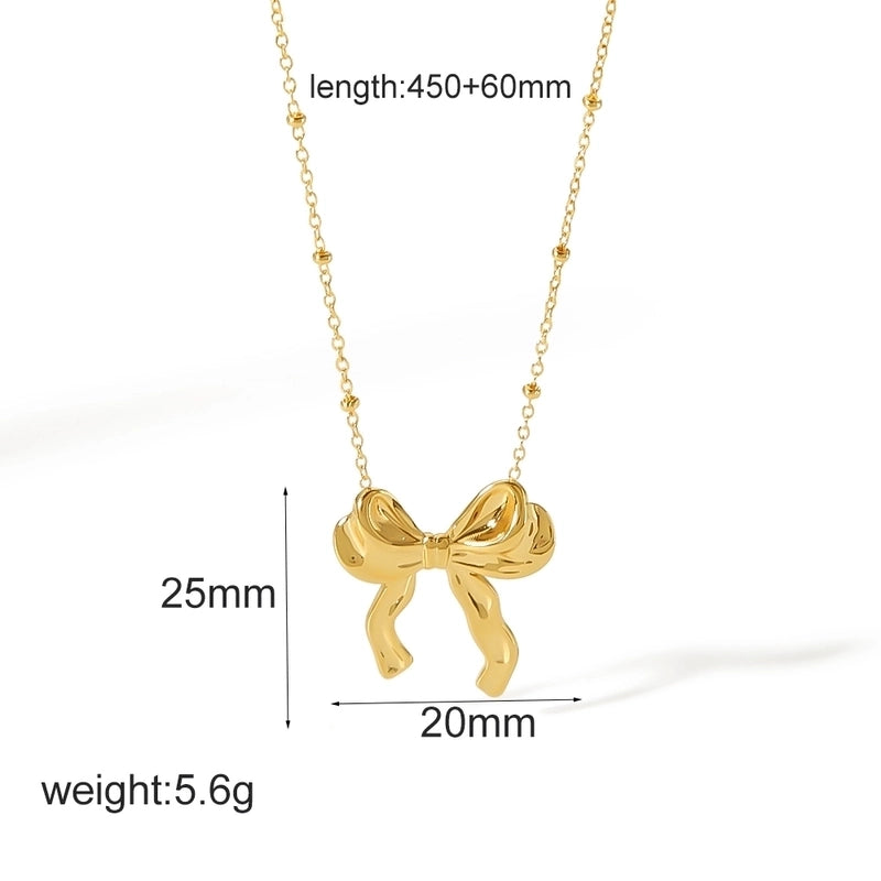 IG Style Sweet Bow Knot 304 Stainless Steel 18K Gold Plated Polishing Rings Earrings Necklace